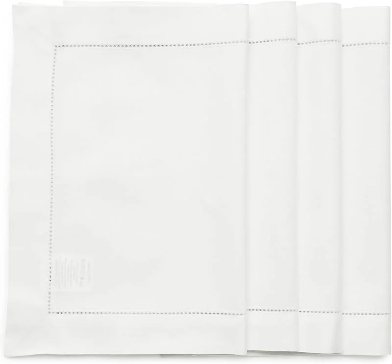 Solino Home - Manteles Individuales de algodón y Lino Color Blanco, Juego de 4 Unidades, con Dobladillo Calado, 36 x 48 cm, para otoño, Halloween, Navidad — Hogar y cocina