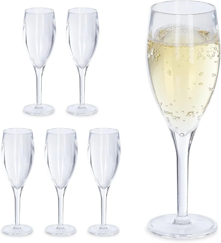 Visita la tienda de Relaxdays Relaxdays Copas Cava Plástico, Set de 6, Irrompibles y Libres de BPA, 50 ml, Reutilizables, Vasos Champán, Transparente — Vino y mesa festiva