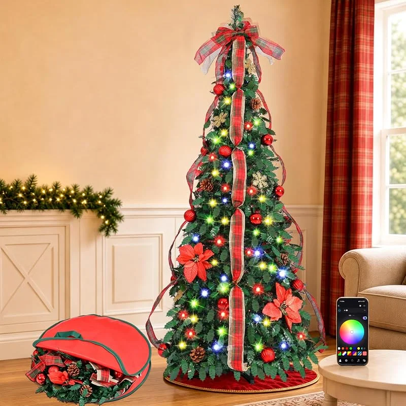 Visita la tienda de Quntis Quntis Árbol de Navidad Plegable 180cm con Luces Inteligente 150LED y Bolsa — Envoltorio regalo