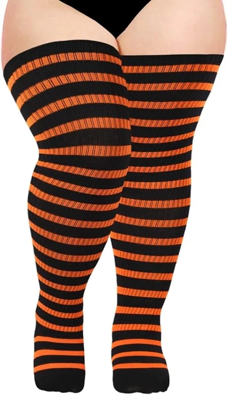 Visita la tienda de Moon Wood Moon Wood Medias Largas Mujer Talla Grande - Algodón Elástico, Yoga, Deporte, Halloween - Hasta 89 cm Muslo — Ropa Navidad