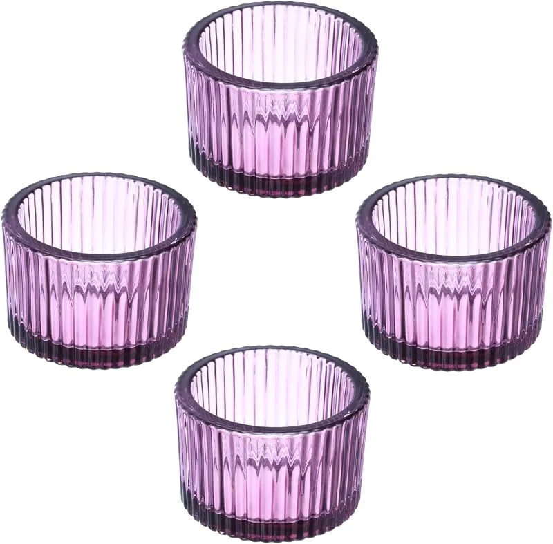 Visita la tienda de PATIKIL PATIKIL 4 Piezas Portavelas de Vidrio para Velas de Té Cena de Boda Morado — Adviento y mesa