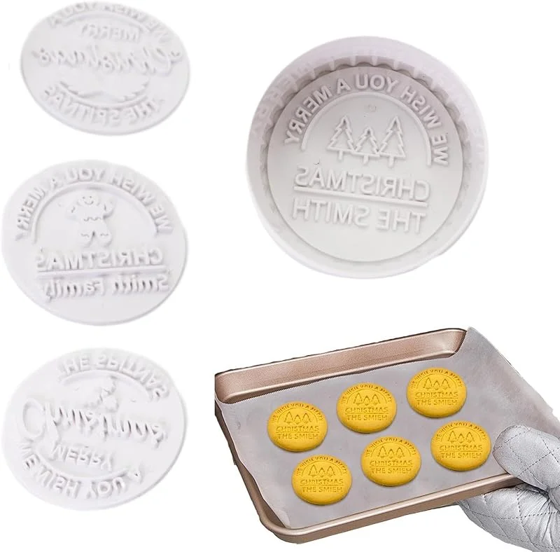 Ungtyb Sellos de galletas de Navidad, 4 piezas, redondos, lindos moldes de hombre — Hogar y cocina