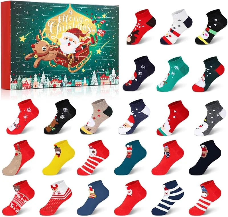 Jodimitty 24 pares de calcetines de Navidad para mujer, calendario de Adviento 2026, calcetines de peluche para mujer, calendario de Navidad, calcetines de Navidad, set de regalo — Decoracion Navidad