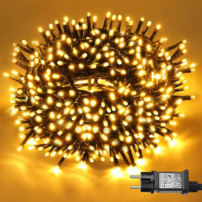 sukaudiz Luces de Navidad, 23M 200 LED Luces Arbol Navidad con 8 Modos, Minutero & Memoria, Impermeable Luz Cadena Ligera para Jardín, Balcón, Interior, Boda, Halloween, Navidad, Fiesta [Blanco Cálido] — Decoracion Navidad
