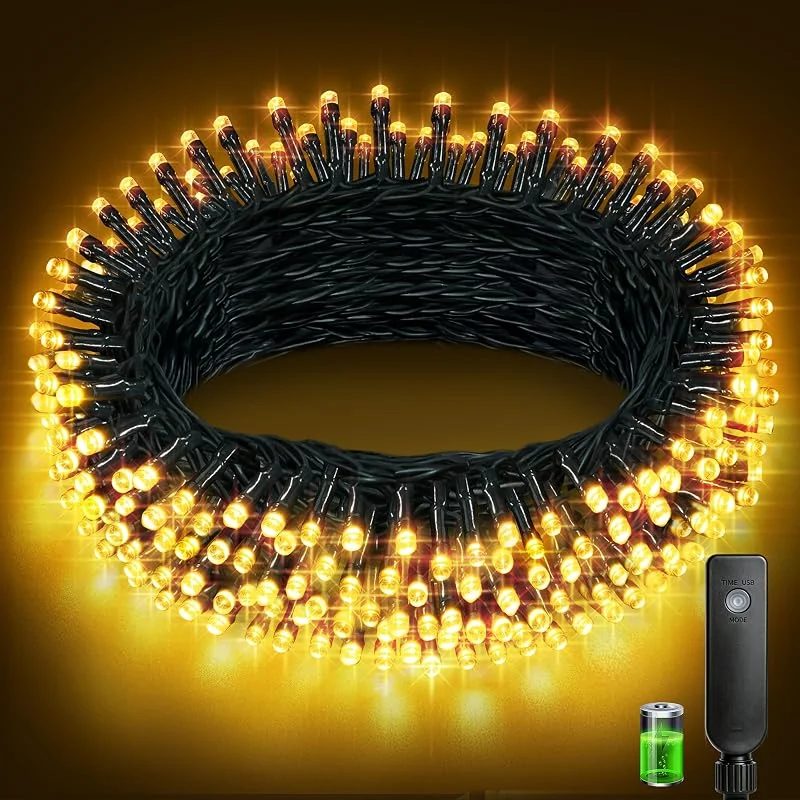 Buudala Luces Navidad Exterior, 10+3M 100LED Luces Arbol Navidad con 1500mAh Batería