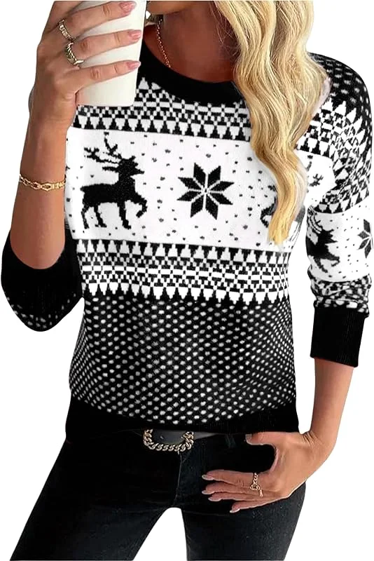 Visita la tienda de Uniexcosm Uniexcosm Jersey Navideño Mujer de Punto Manga Larga — Ropa Navidad