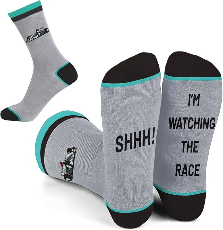 SC Products F1 Socks for Car Lovers, Size 6-12 Cotton Novelty Socks for Men Formula 1 Gifts, Grand Prix F1 Gifts for Men Christmas Presents, Formula 1 Merchandise for Racing Fans — Decoracion Navidad