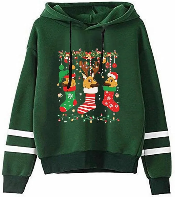 Generic Jersey de Navidad para mujer con divertido diseño de perro temperamento informal suelto suéter de manga larga para días fríos — Ropa Navidad