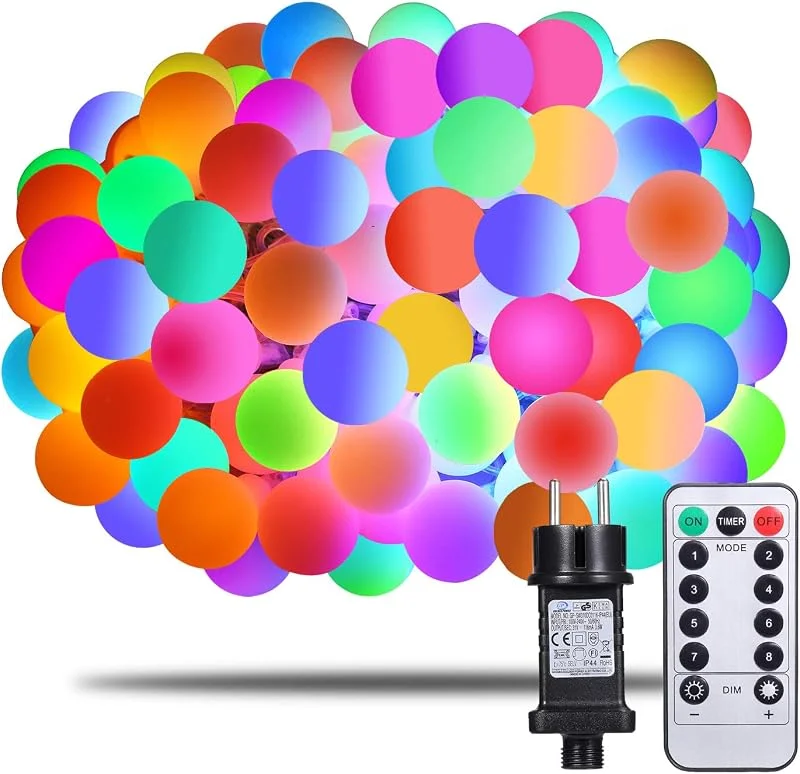 Visita la tienda de Afufu Luces de Navidad Guirnalda Luminosa Decorativa de 100 LED Cadena de luces 8 Modos de Luces con Enchufe, con Control Remoto, Resistente al Agua para Jardín, Casa, Árbol de Navidad, Fiesta — Luces Navidad