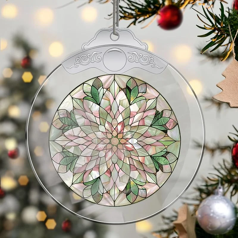 Adornos de Navidad con flores colgantes de cristal, adornos de árbol de Navidad hechos a mano, decoración del coche y del hogar, regalo de Navidad, decoración de acrílico para manualidades, ideas de — Decoracion Navidad