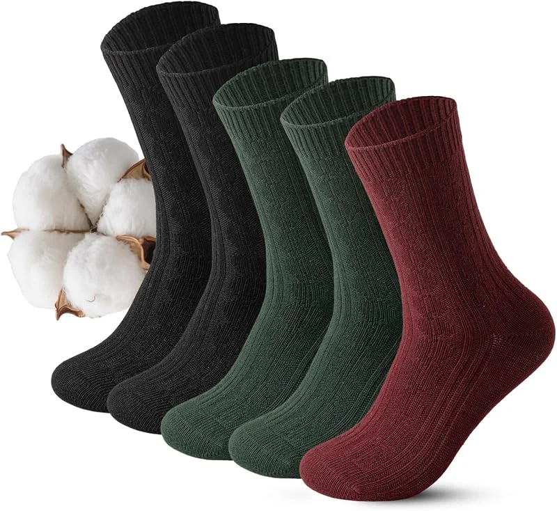 Visita la tienda de Vihir Vihir 5 Pares De Calcetines Negros Gruesos y Cálidos Para Mujeres, De Invierno Tejidos, Transpirables, Cómodos y Largos De Algodón, Térmicos Eu 36-40 — Ropa Navidad