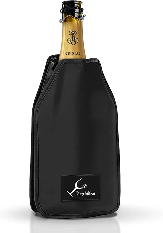 Cable Technologies Pro Wine Funda Enfriadora para Botellas de Vino y Champán – Enfriador con Gel – Enfría en 5 Min y Mantiene 2h – Elástica, Impermeable y Reutilizable – para Botellas 75cl (Negro) — Vino y mesa festiva