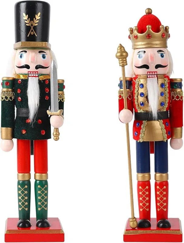 Hileyu 2 Piezas Soldado Cascanueces de Navidad Adorno de Marionetas de Madera 30cm Cascanueces Juguete Clásico Tradicional Navidad Escritorio Decoraciones — Decoracion Navidad