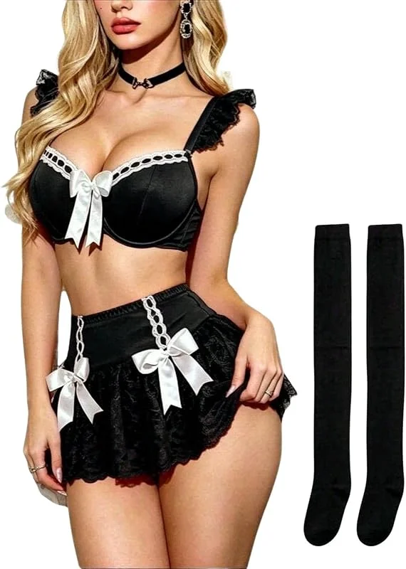 PARUPRUP Conjunto de Lencería Encaje Sexy Mujer Ropa de Dormir Dulce — Ropa Navidad
