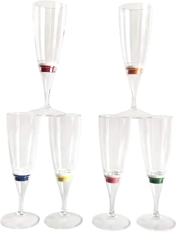 DPWELL Promoción de aparador. Paquete de 6 copas de vino o champagne con luces LED que se activan con los líquidos. — Vino y mesa festiva