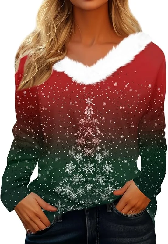 TOFOTL Camisetas Navidad Fiesta Original Festivo Ropa Navideña Vistoso Llamativo — Ropa Navidad