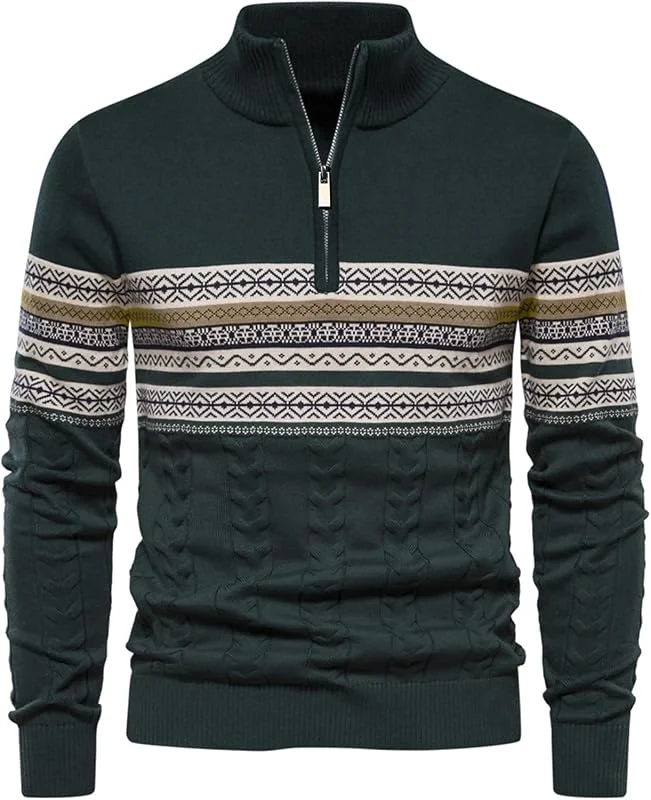 Visita la tienda de Genfien Genfien Jersey para Hombre Cuello Alto con Cremallera 100% algodón — Ropa Navidad