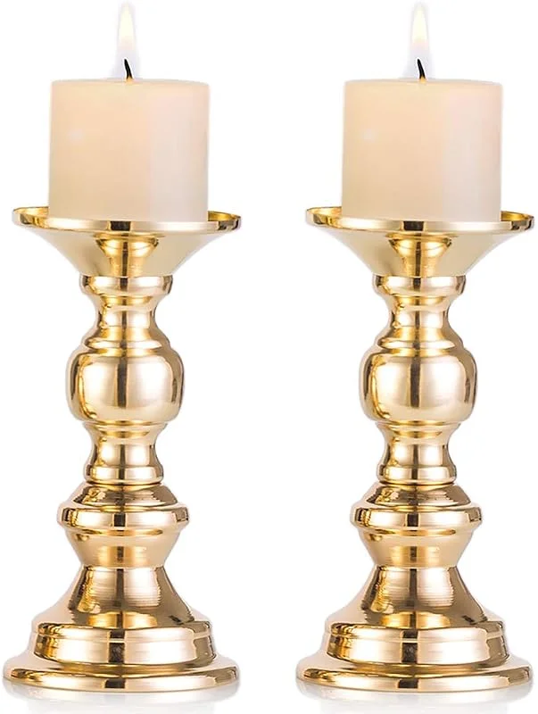 Visita la tienda de Nuptio Candelero Columnario del Hierro, Candelero Decorativo De Mesa para Boda, Fiesta, Cumpleaños, Artículo para La Cena a Las Velas, Candelero Retro para Hogar (Ajuste 50mm Dia Vela 15cm H, 2 Pcs) — Cena a la luz de velas