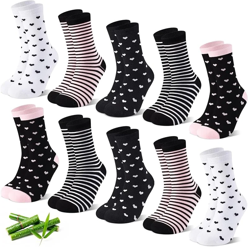 Visita la tienda de SukModen SukModen Calcetines Mujer Bambú 10, 20 Pares Corazones & Rayas Regalo — Ropa Navidad