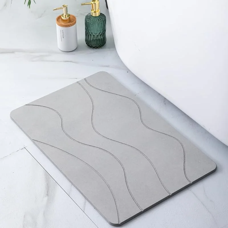 Visita la tienda de Pure 4Home Pure 4Home Alfombra Diatomita Baño 60x40 – Secado Rápido, Antideslizante y Antibacteriana – Alfombrilla Piedra Diatomita Super Absorbente – Alfombrilla Diatomitas - Stone Bath Mat (Grey Waves) — Vino y mesa festiva