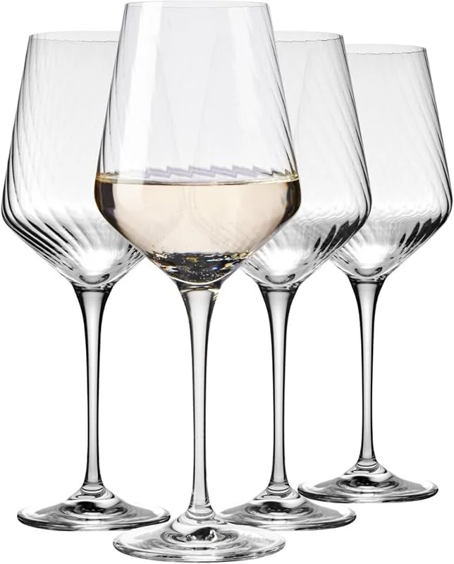 Visita la tienda de Krosno Krosno Avant-Garde LUMI Copas de Vino 450 ml, Juego de 4 – Cristal sin Plomo, Diseño Texturizado, Copas para Vino Tinto, Blanco, Espumoso y Cócteles, Elegantes, Lavavajillas — Vino y mesa festiva