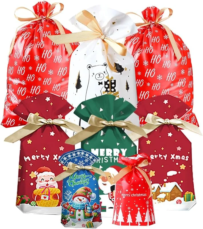 DOJoykey Bolsas de con cordón, 28 unidades de varios tamaños, reutilizables, grandes bolsas de regalo para fiestas de Navidad — Envoltorio regalo