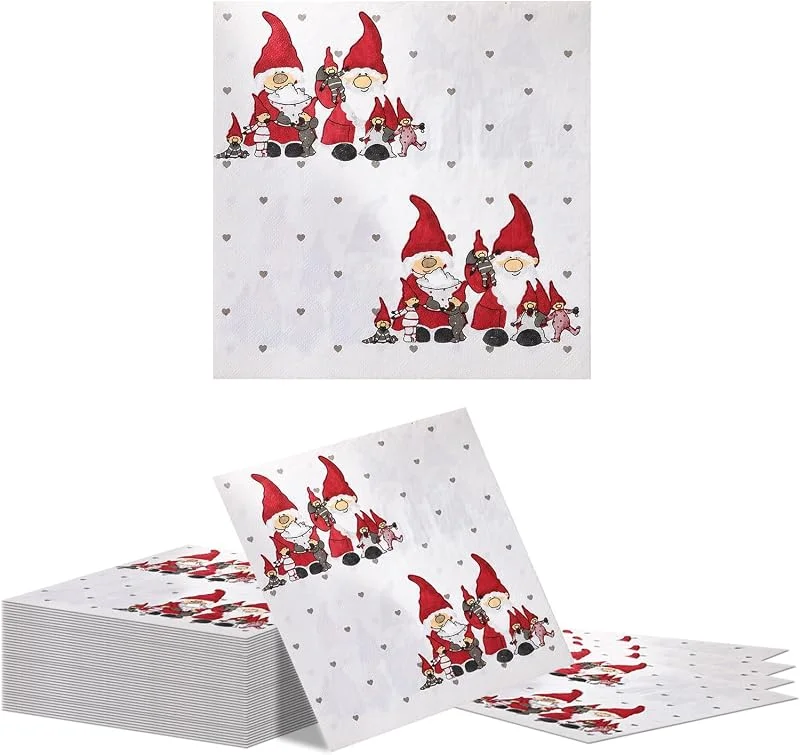 Ticeyubime 40 servilletas navideñas de gnomos, servilletas de Navidad — Adviento y mesa