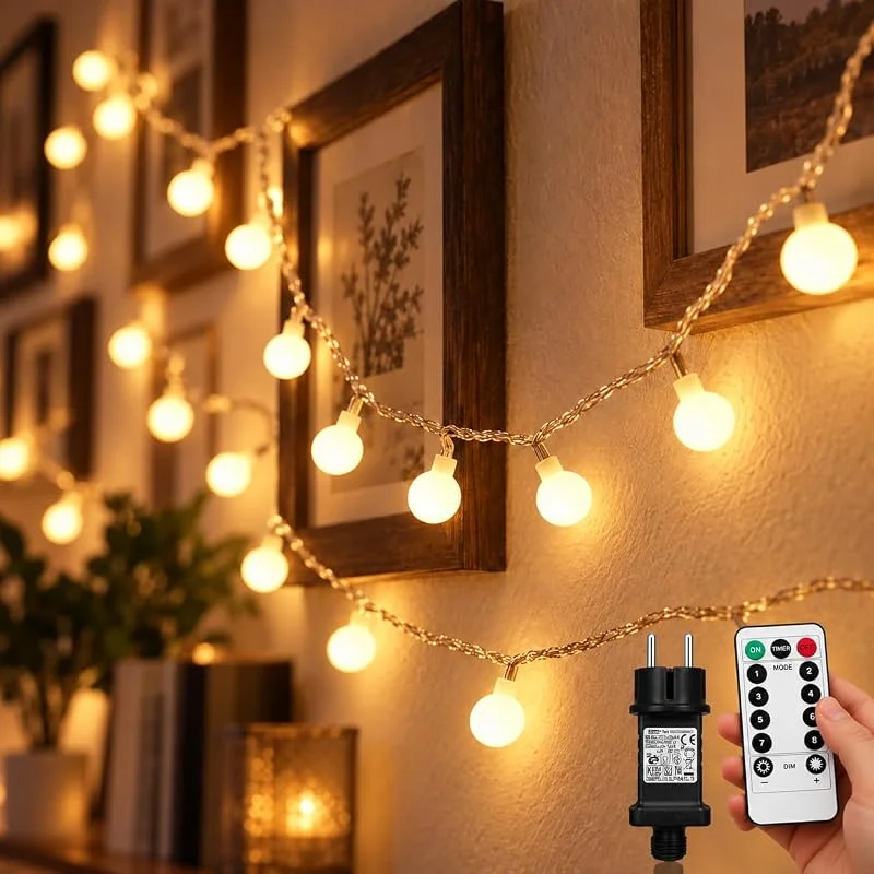 Liyade Cadena de luces para exteriores, 23 m, 200 LED, cadena de luces para exteriores, 8 modos y función de señalización, cadenas de luces interiores con enchufe, ideal para Navidad, bodas, fiestas — Luces Navidad