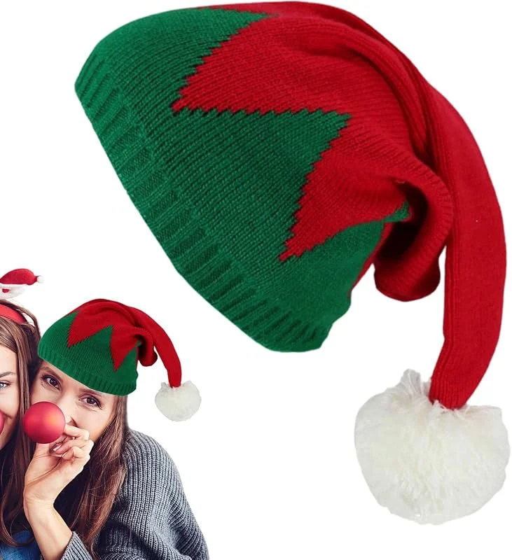 Genérico Gorro Navideño de Punto - Gorros de Santa Navideños para Mujer, Gorro Colorido y Cómodo con Diseño Festivo para Mujer Niña Niño para Usar en Frío Actividades Exteriores Reuniones — Ropa Navidad