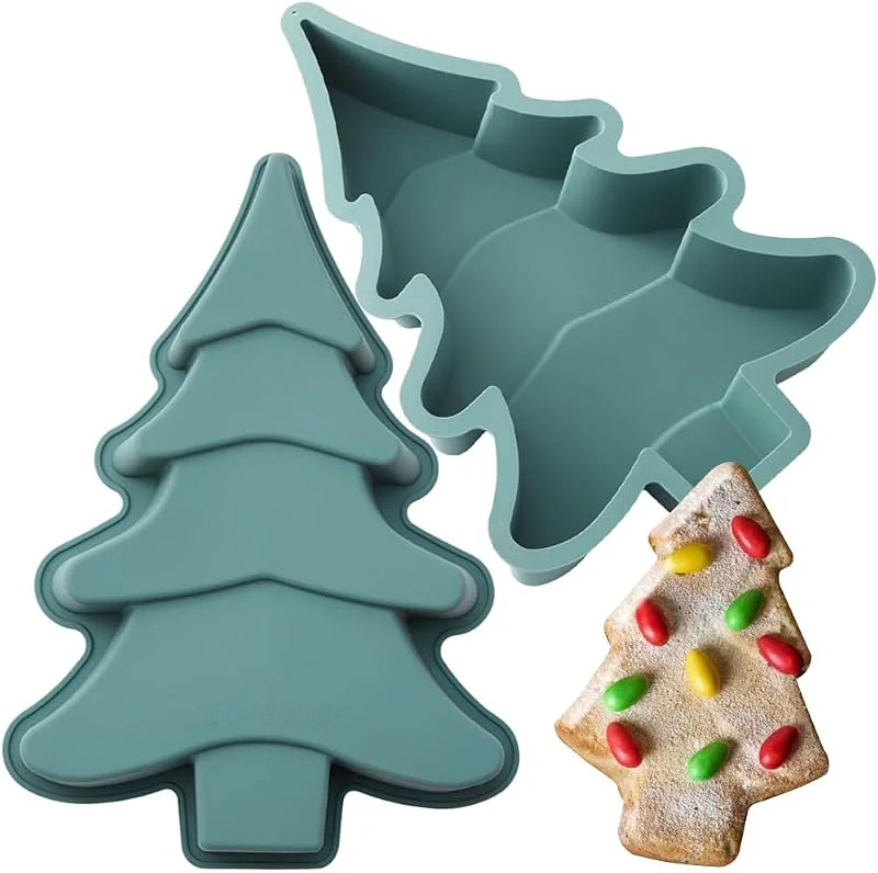 HGSHUO Moldes de Silicona Árbol de Navidad Molde de Pastel Arbol Navidad Molde para Hornear Navidad Moldes para Tartas Molde de Chocolate Moldes de Repostería 2 Piezas — Hogar y cocina