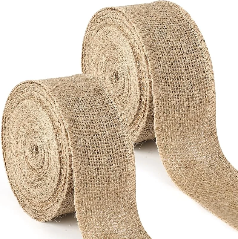 GXFCING Cinta de Arpillera Natural 50 mm x 20 m, Rollo de Cinta de Yute Vintage para el Embalaje de Regalos, Artesanías, Ramos, Decoración de Bodas y Navidad — Envoltorio regalo