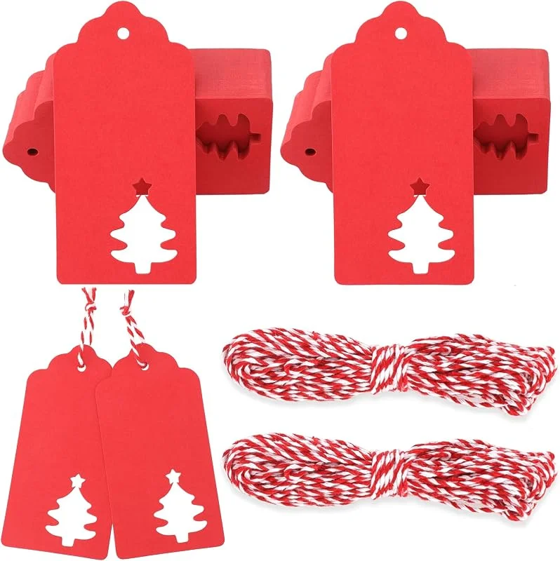Visita la tienda de G2PLUS G2PLUS Etiquetas Navidad, 5cmx9.5cm Etiquetas Regalos de Papel Rojo, 100PCS — Envoltorio regalo
