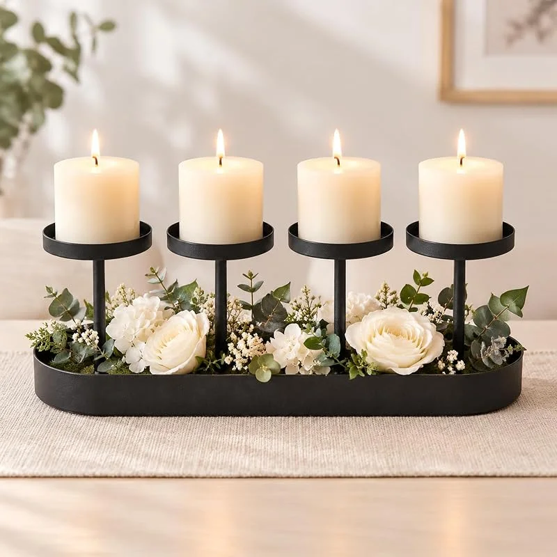 Qnbonrich Corona de Adviento alargada de metal, soporte para velas de Adviento — Adviento y mesa