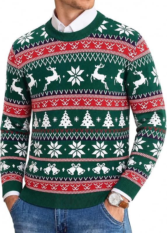 Visita la tienda de Leversic Jersey Navideño Hombre Punto Cuello Redondo Renos Invierno — Ropa Navidad
