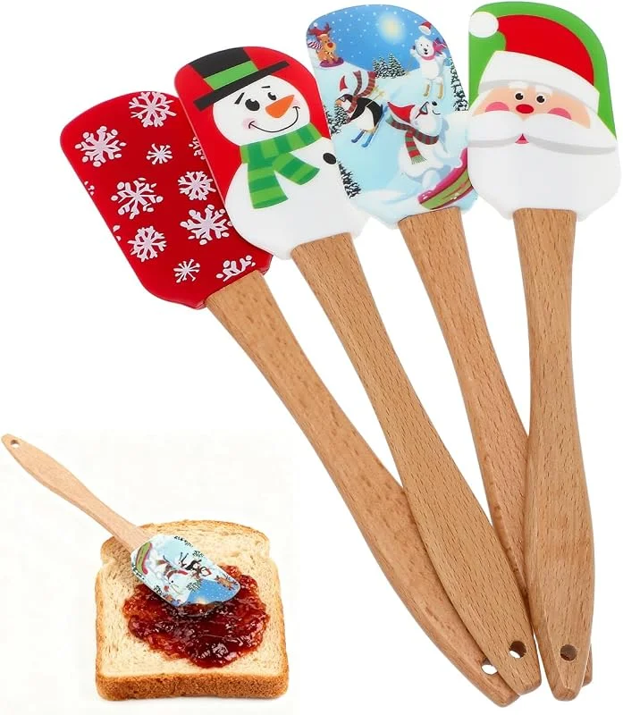 Visita la tienda de DOITOOL DOITOOL 4 Espátulas Navideñas De Silicona Para Repostería, Mango De Madera — Hogar y cocina