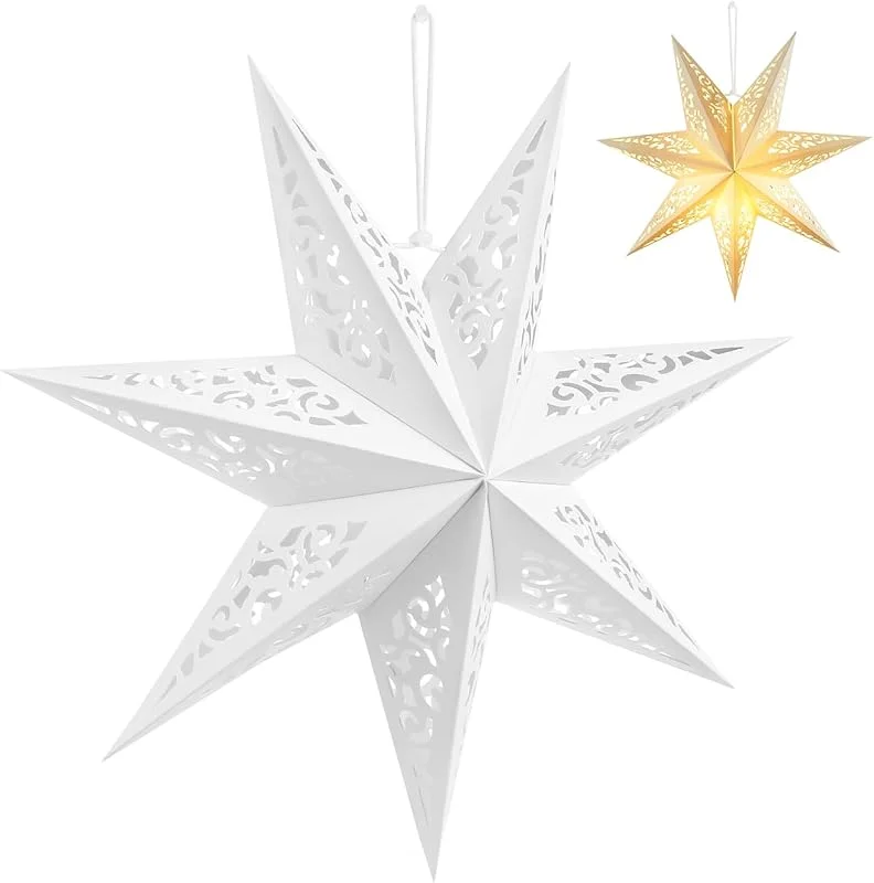 BESPORTBLE Estrella de Papel de 45 cm, Estrella de Navidad con iluminación, 3D, decoración para Ventana, a de Navidad, iluminación para árbol de — Decoracion Navidad
