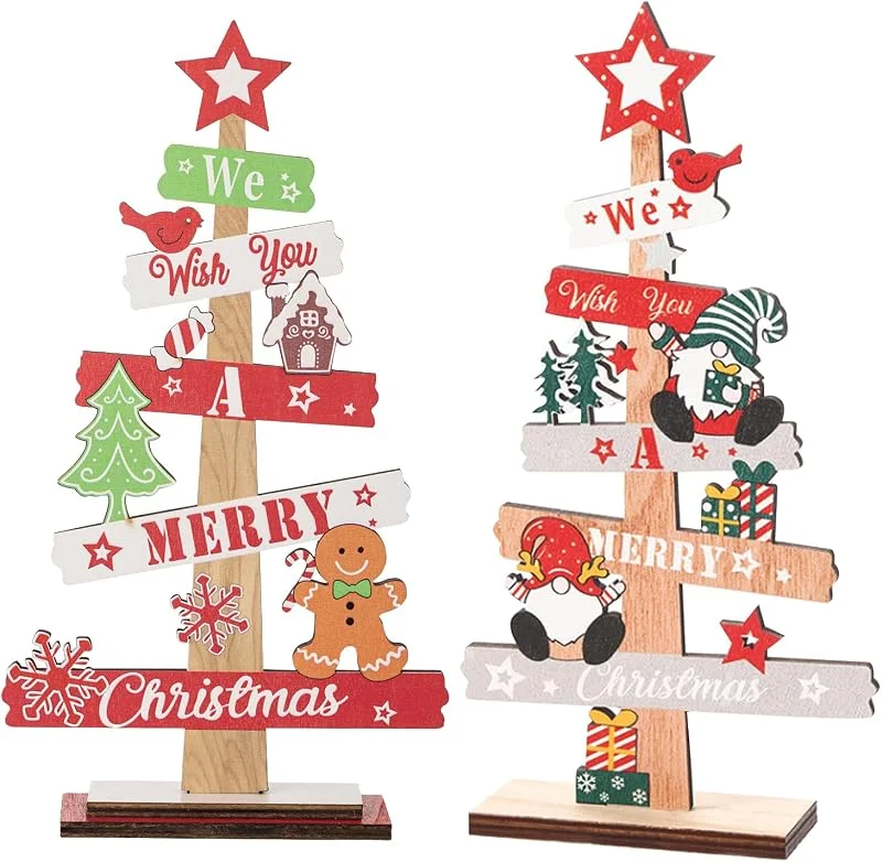 JSTHHTT 2 Piezas Letrero de Mesa de Navidad, Letrero de Feliz Navidad De Pan de Jengibre, Decoración de Navidad, Letreros de Mesa de Gnomo de Navidad, para Mejorar el Ambiente Navideño — Decoracion Navidad