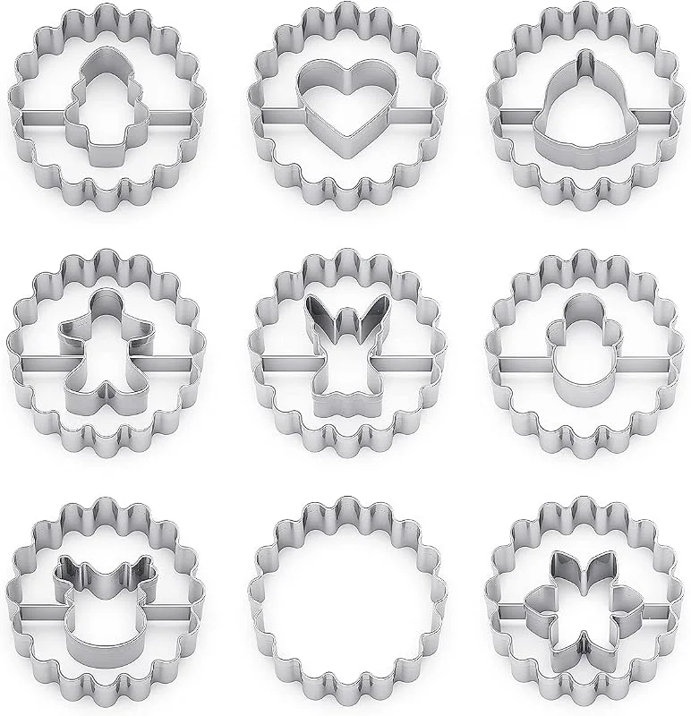MIUTME Juego de 9 Cortadores de Galletas Navideños - Mini Cortadores de Acero Inoxidable para Decoración de Tartas, Pasteles de Azúcar y Galletas — Hogar y cocina