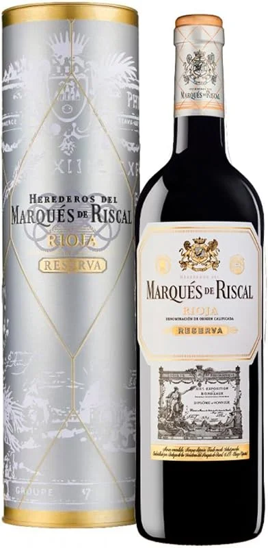 Visita la tienda de Marques De Riscal Marques De Riscal Reserva, Vino Tinto, Denominación de Origen Calificada Rioja, Variedad Tempranillo, 24 Meses en barrica, Botella individual con cánister de 750 ml — Vino y mesa festiva