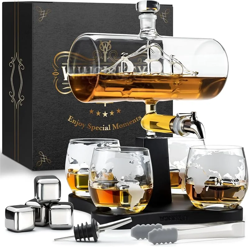 Visita la tienda de Whisiskey WHISISKEY Decantador de Whisky - Jarra de Whisky 1100ml - Set de Regalo — Vino y mesa festiva