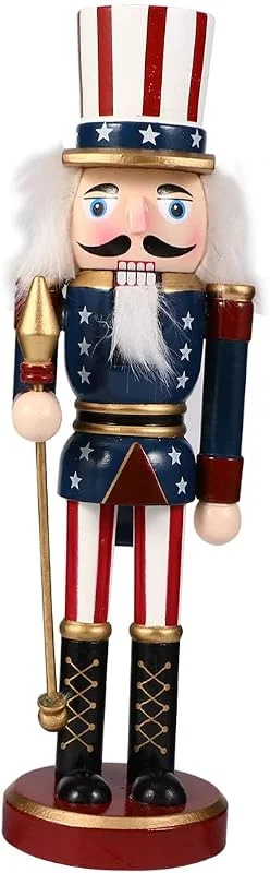 Veemoon 1 pieza Navidad madera cascanueces soldado madera pintado a mano estatua soldado clásico tradicional decoración de Navidad estilo 3 — Decoracion Navidad
