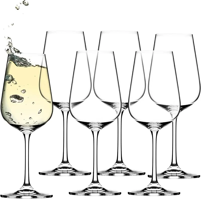 Visita la tienda de KADAX KADAX Copas de vino blanco de cristal, juego de 6, 360 ml, copas de vino con tallo largo, elegantes y sencillas para el hogar, fiestas — Vino y mesa festiva
