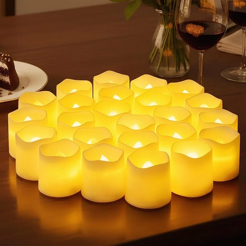 Songlypian 24 Piezas Velas LED Sin Llama, Velas Votivas con Luz Cálida Estable, Velas Eléctricas a Pilas para Decoración de Boda, Navidad, Halloween, Fiestas y Hogar — Luces Navidad