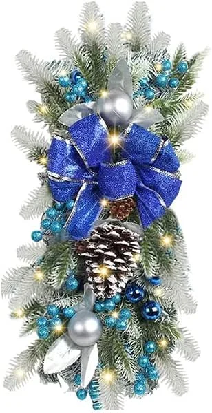 Visita la tienda de BaronHong Guirnalda de Navidad para puerta principal, 50, 8 cm, cinta de bolas, piñas, gotas, guirnalda de abeto artificial, guirnalda de abeto artificial, guirnalda de pared, ventana, chimenea (K1-27, M) — Decoracion Navidad