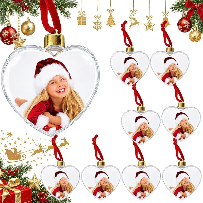 FairyPeach Bola Navidad Foto Corazón, Adorno Árbol, Set de 8 — Decoracion Navidad