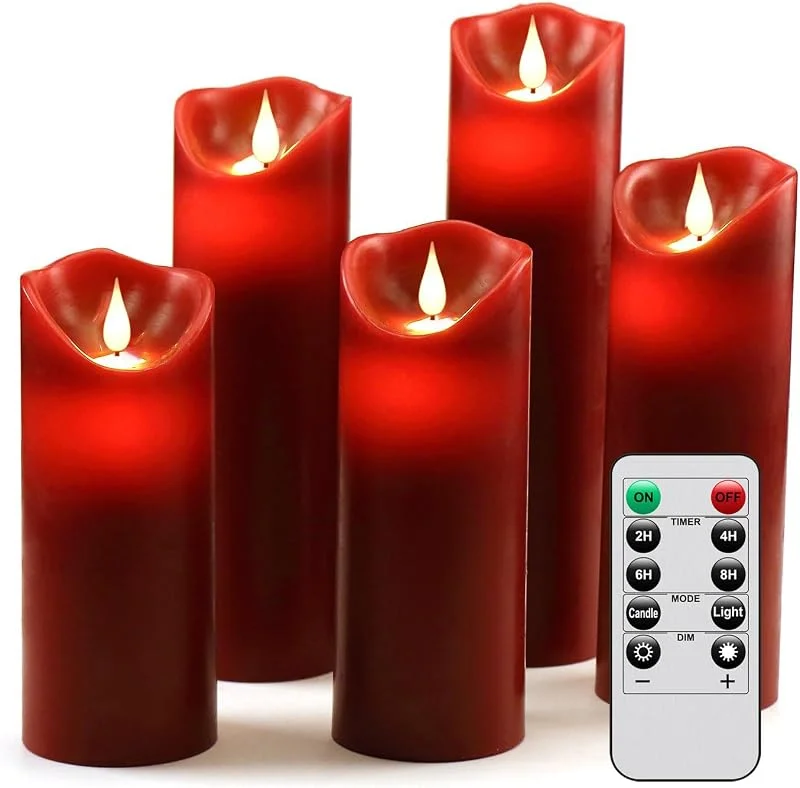 HANZIM Velas de té, Velas LED, Velas parpadeantes sin Llama, Velas Artificiales realistas a Pilas con luz Amarilla cálida, Polipropileno, (1 * 5) [Clase de eficiencia energética A]… — Cena a la luz de velas