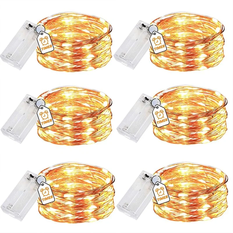 innotree 6 luces LED de cadena con batería con temporizador, 3 m, 30 ledes — Luces Navidad