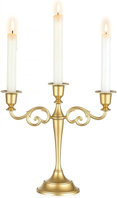 Visita la tienda de Sziqiqi Sziqiqi Candelabro Dorado de Zinc, 3 Brazos, para Velas — Adviento y mesa