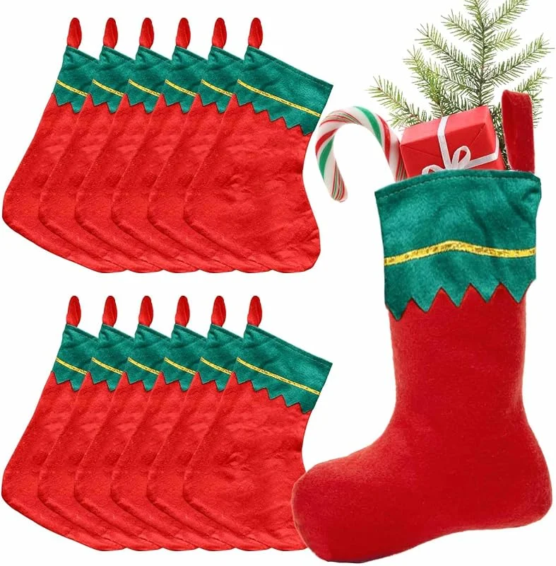 CINGHIA 12 Piezas Calcetines Navideños Decoracion, Botas de Navidad 36x23x16cm — Decoracion Navidad
