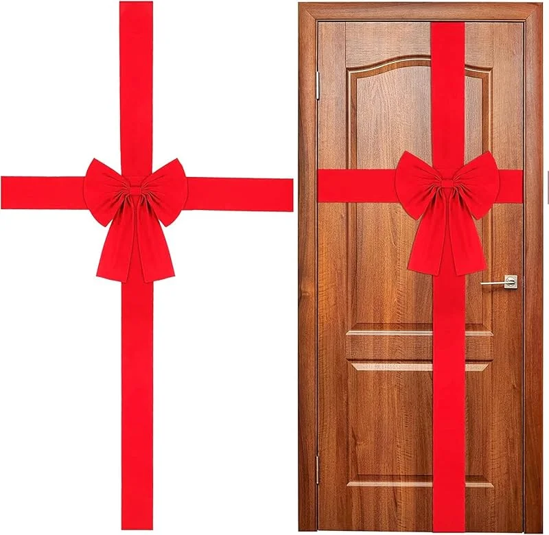 LATERN 2 Piezas Lazo de Cinta de Puerta de Gabinete de Navidad, Grandes Arco de Corona del Árbol de Navidad Rojos Envoltura de Festivales para Árbol de Navidad Chimenea Puerta de Entrada Decoraciones — Decoracion Navidad
